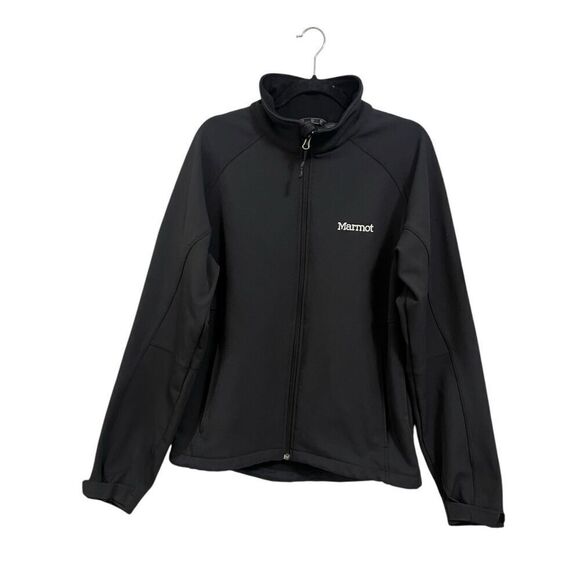 Marmot Soft Shell Full Zip Black Windproof Fleece Jacket Men’s Large - Picture 1 of 7